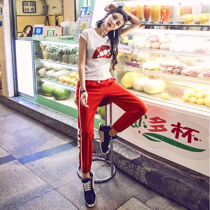 2020 Новое поступление весенние Лоскутные свободные штаны шаровары с буквенным