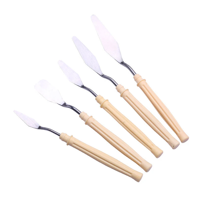 

5Pcs/set Oil Painting Professional Palette Knife Stainless Steel Scraper Spatula Art Supplies for Artist Canvas Oil Paint Tools