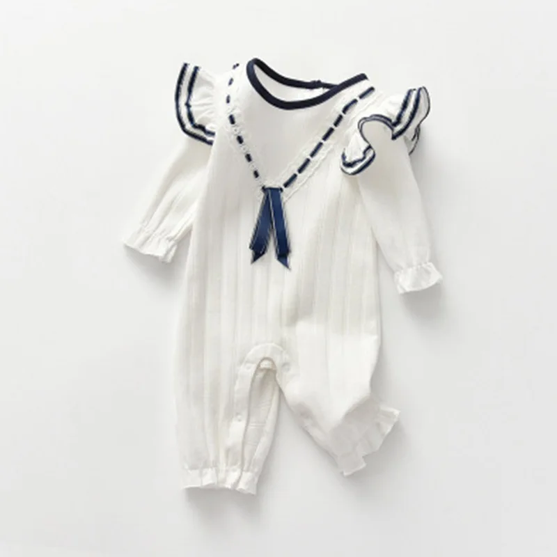 

3 Styles Baby Girls Romper Cotton Long Sleeve White Cotton Bowknot Jumpsuit Infant Clothing Autumn Newborn Baby Clothes