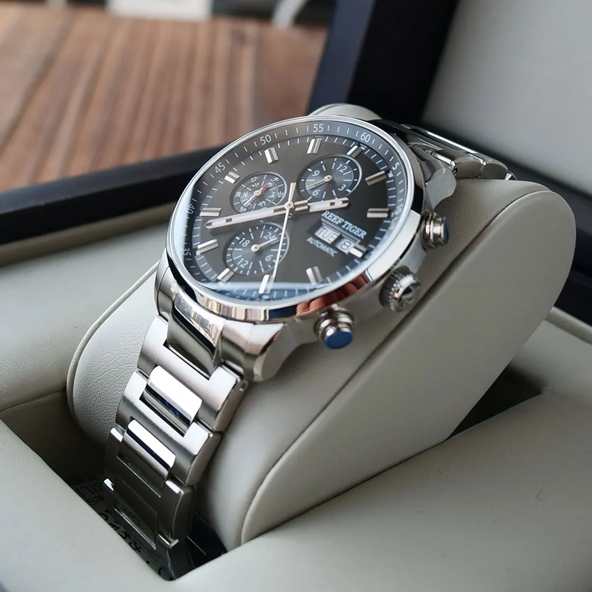 

Reef Tiger/RT 2021 Top Brand Automatic Mechanical Steel Date Watch Men Casual Watch Waterproof Relogio Masculino RGA1659