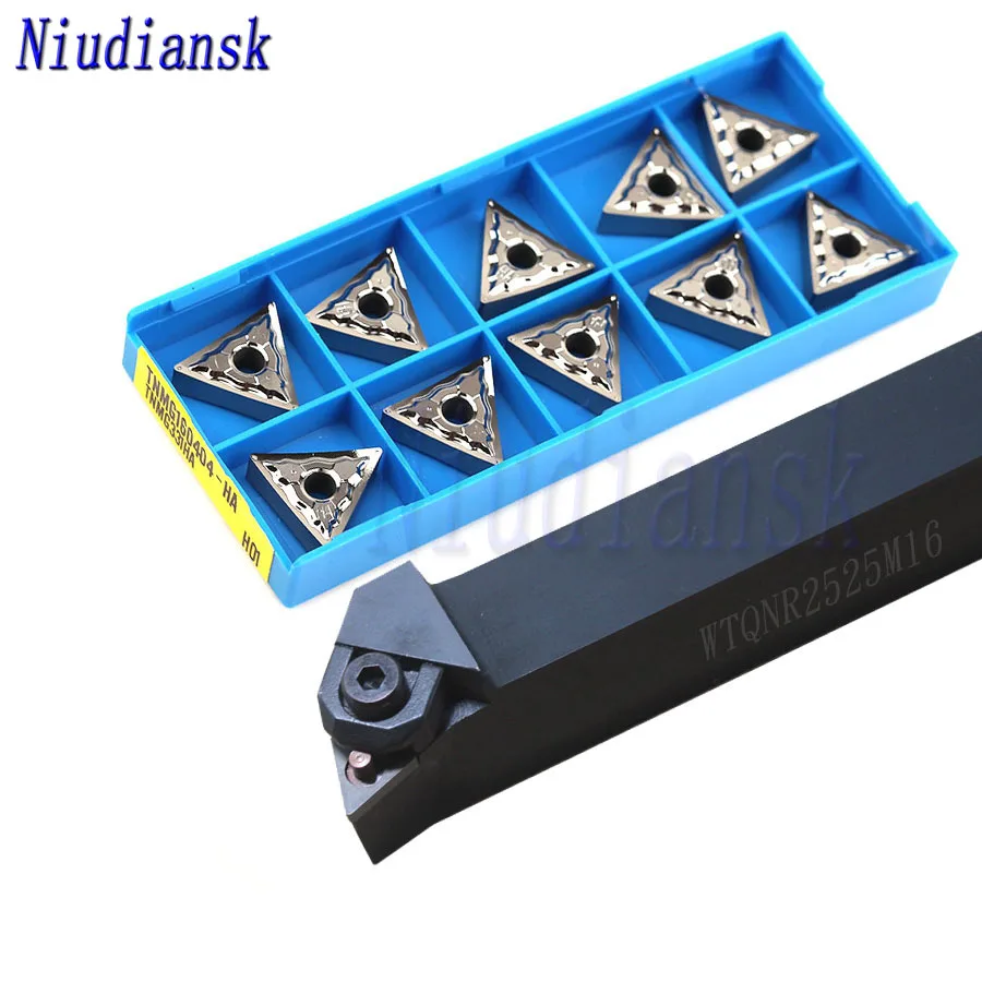 

10pcs TNMG1604 Carbide Inserts CNC Lathe Tools 1pc WTQNR2020K16 External Turning Tool Holder WTQNR2525M16 WTQNL Arbor Lathe Suit