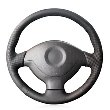 Hand-stitched Black Artificial Leather Anti-slip Car Steering Wheel Cover for Suzuki Jimny 2005 2006 2007-2013 2014