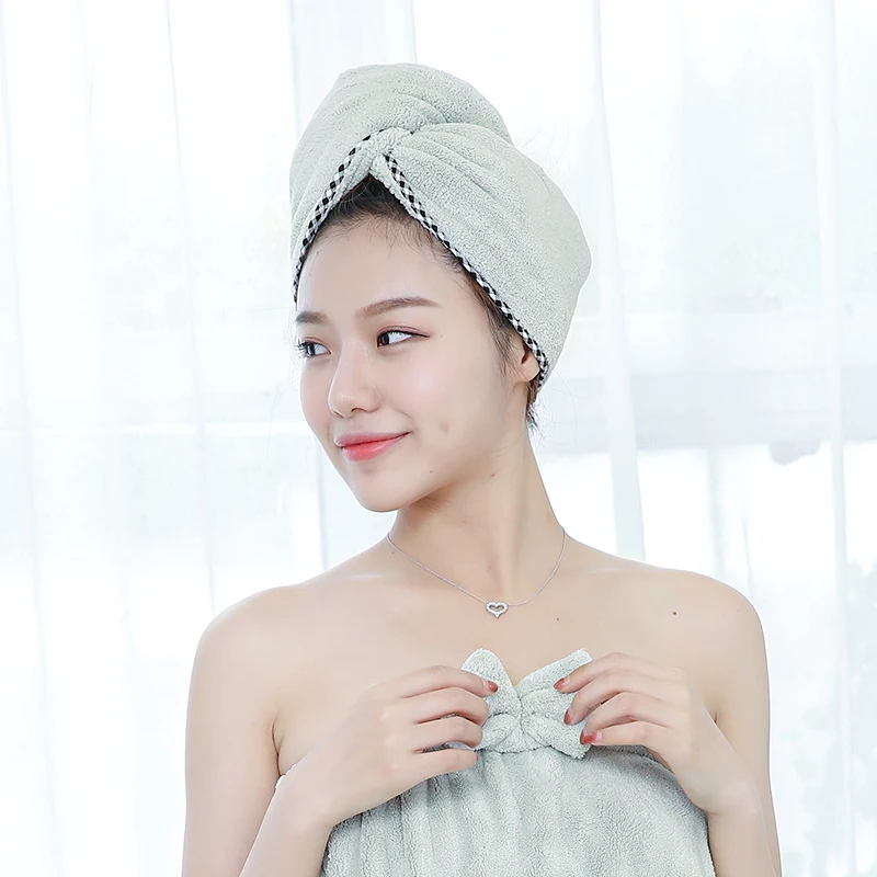 Green Hair Towel SINSNAN женские полотенца супер абсорбент Микрофибра Ванная комната утолщаются волосы полотенца мягкая голова обертывание для взрослых макияж косметика Полотенца - Цвет: Green Hair Towel