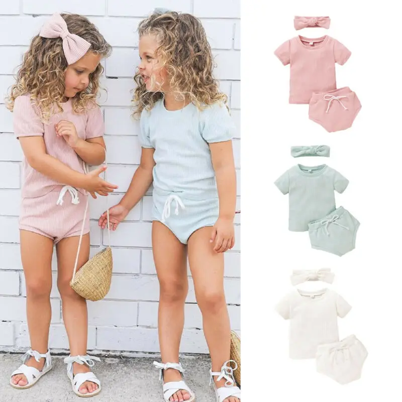 

Комплект летней одежды Pudcoco для новорожденных девочек, новинка 2020 года, футболка, шорты, штаны, комплект из 3 предметов, одежда