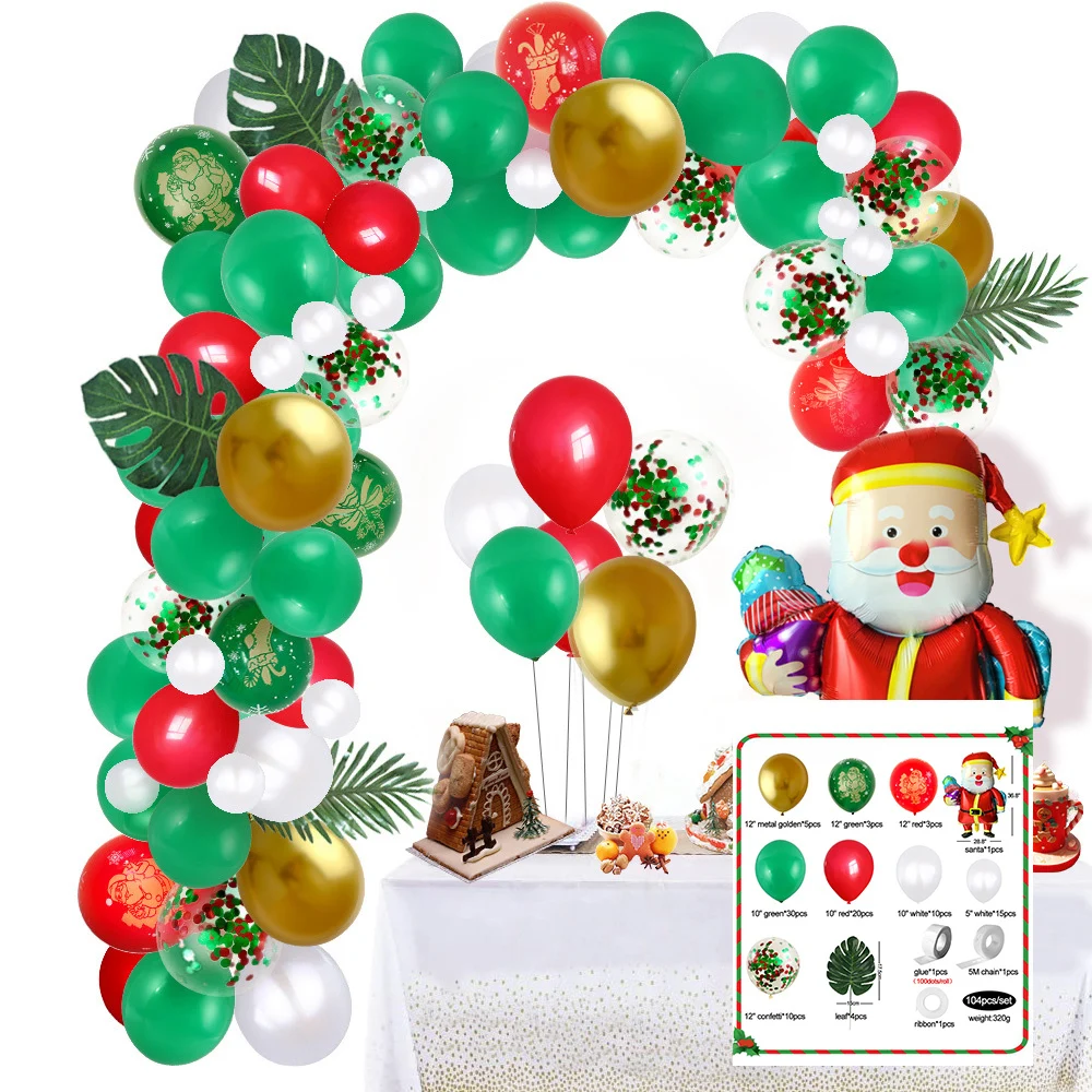 

104pcs Christmas Latex Balloons Garland Arch Kit For DIY Christmas Ornaments Home Decoration Rome Decor Party Supplies Kids Gift