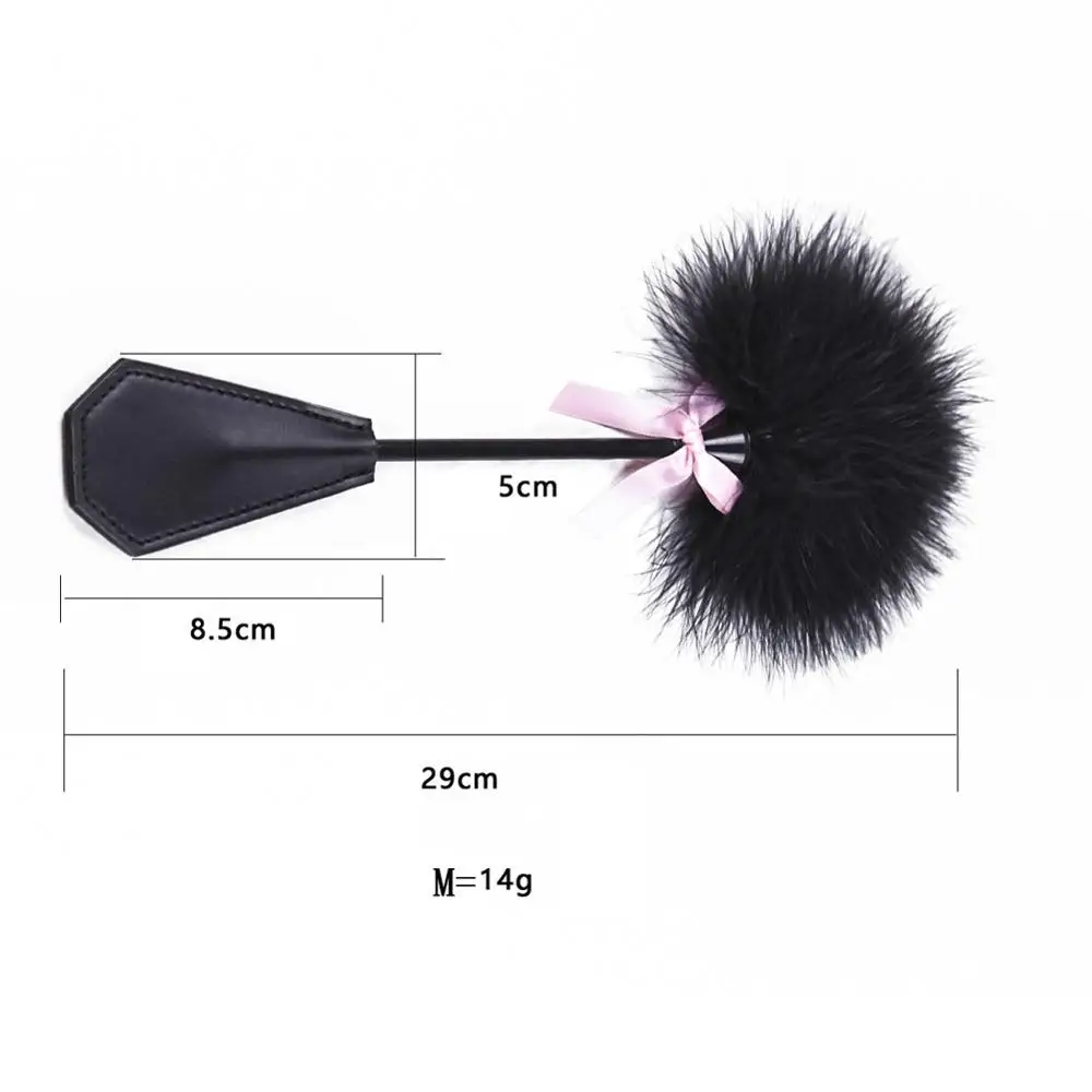 1 шт. черный из искусственной кожи и хлыст с перьями Секс Инструмент Сдержанность