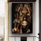 Скандинавская черная Золотая жидкая Обнаженная африканская картина маслом на холсте женские постеры и фото для гостиной