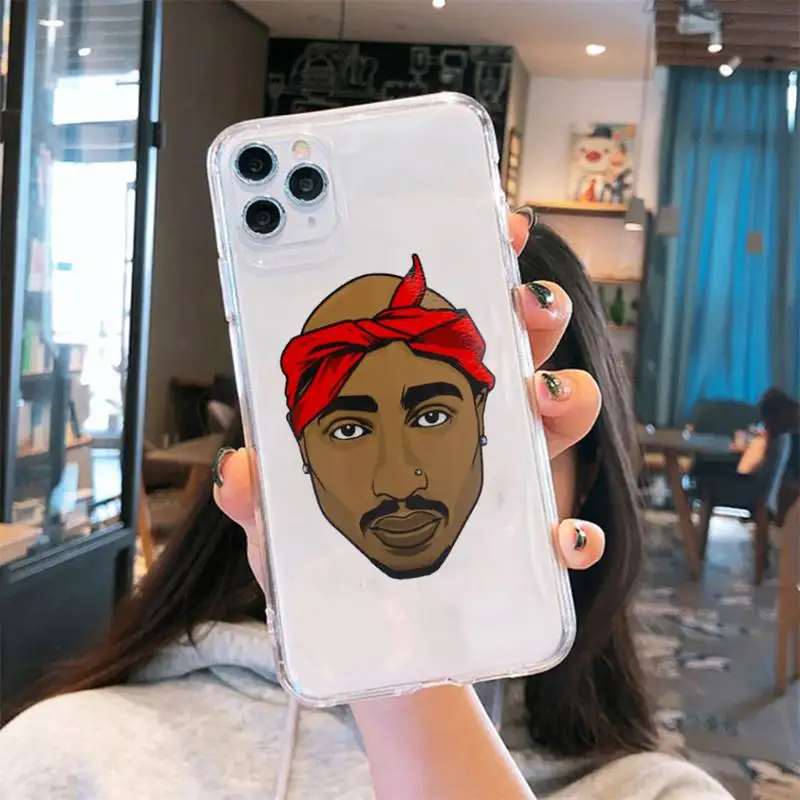 

Rapper 2Pac Makaveli Tupac Phone Case Transparent for iPhone 6 7 8 11 12 s mini pro X XS XR MAX Plus cover funda shell