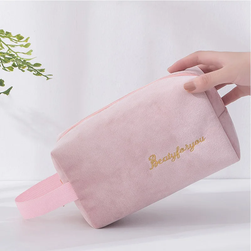 Зимние косметичка мягкий бархат косметички для путешествий на молнии сумка