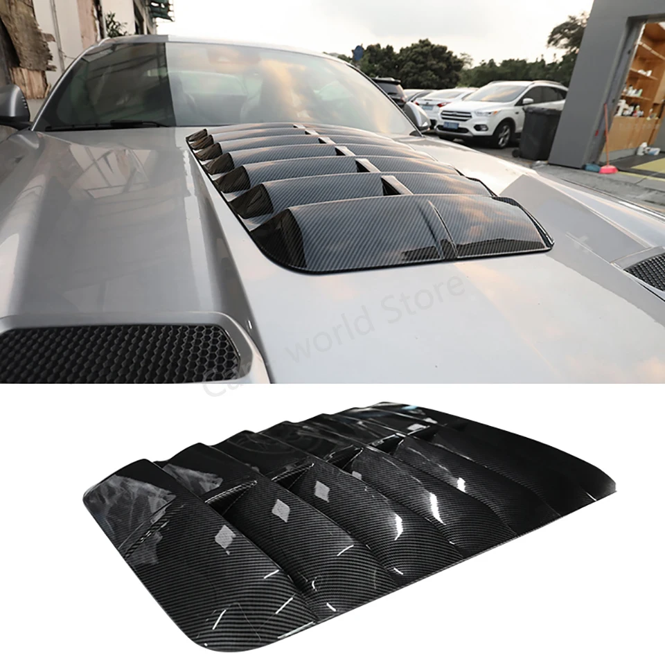 

for Ford Mustang Black Carbon Fiber Style Engine Hood Vent Cover Machine Cover Fit Mustang GT500 15-20 Engine Cover Decoration
