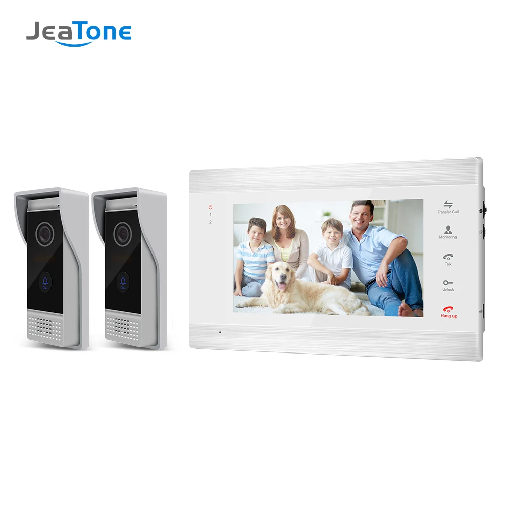 Jeatone 7 дюймовый видеодомофон с 2 наружными камерами 1200TVL домофон система поддержка