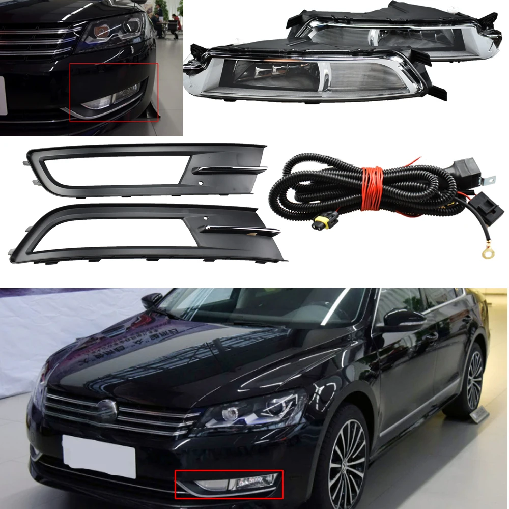 

Туман светильник Чехлы для VW Passat B8 2015 2016 2017 2018 2019 туман светильник s вытяжки переднего бампера противотуманных фар решетка гриль + комплект п...