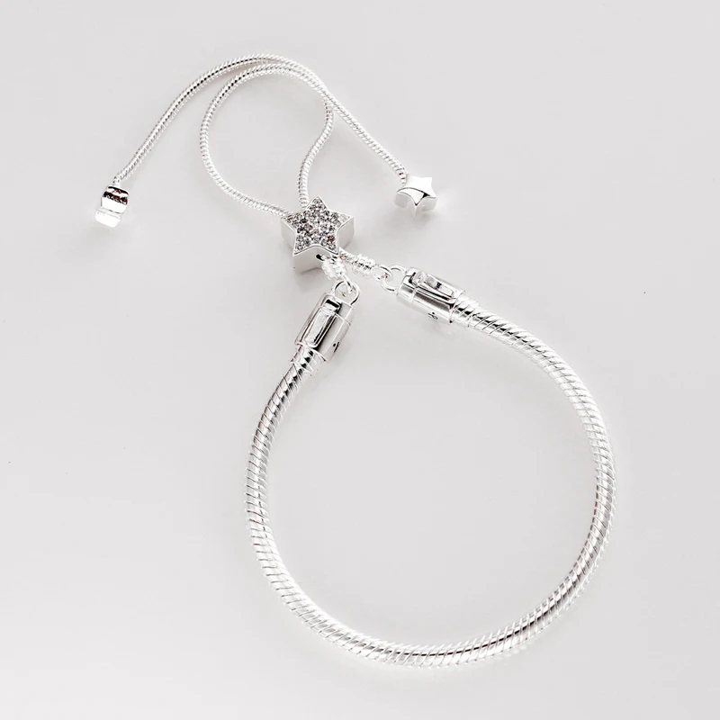 Бесплатная доставка подлинное 925 стерлингового серебра моменты браслет со