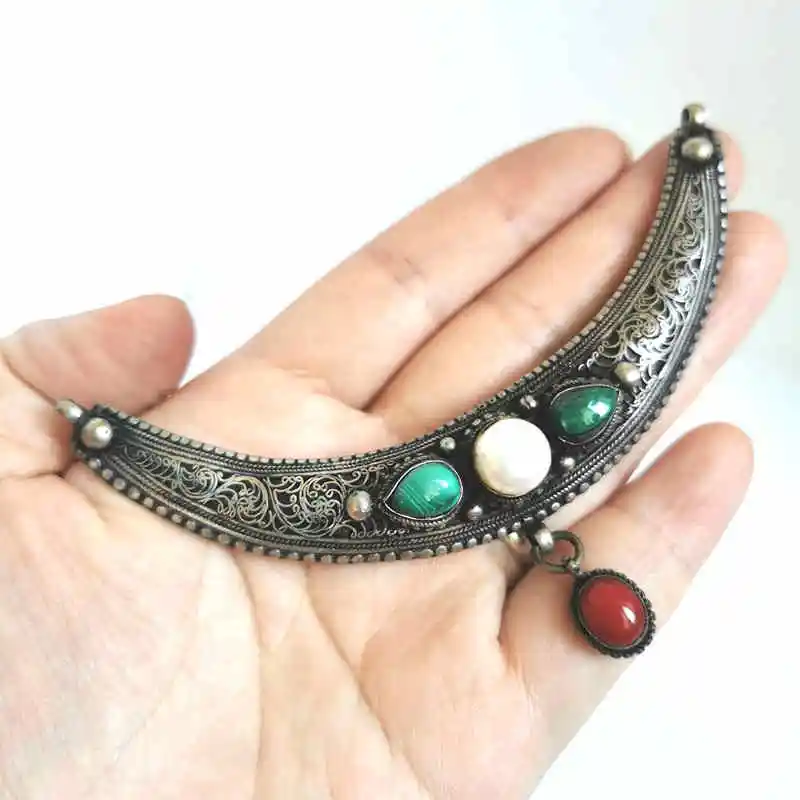 Тибетское Серебро Ювелирные Подвески ручной Винтаж Moon подвесные амулеты