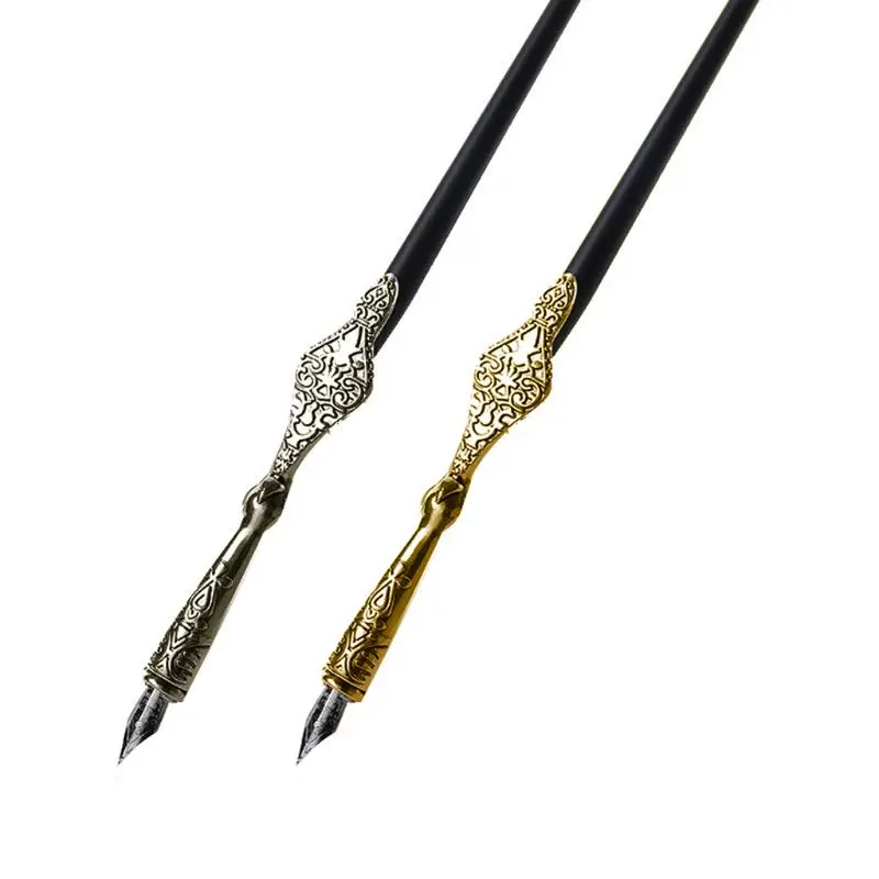 

1PC Metal Carved Craft Script Antique Dip Pen Oblique Calligraphy Pen Holder