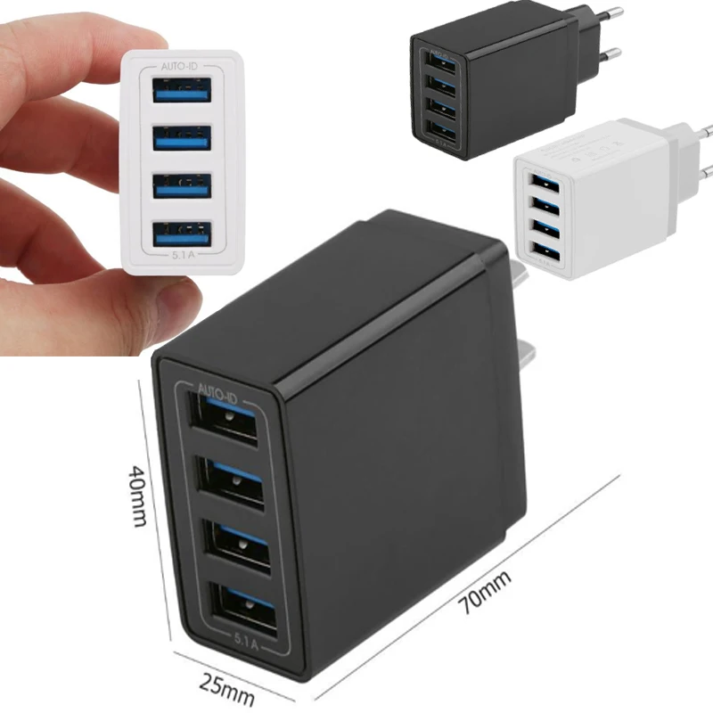 Адаптер для зарядного устройства USB 5 В с 4 портами ЕС адаптер смартфона
