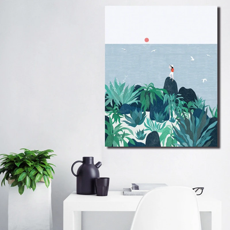 DIY Цифровая живопись простая маленькая пейзаж креативное Искусство гостиная