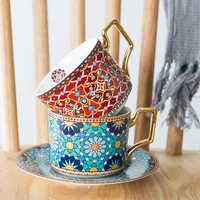 moroccan light luxury ceramic coffee cup european style small luxury coffee cup saucer set home afternoon tea flower tea cup