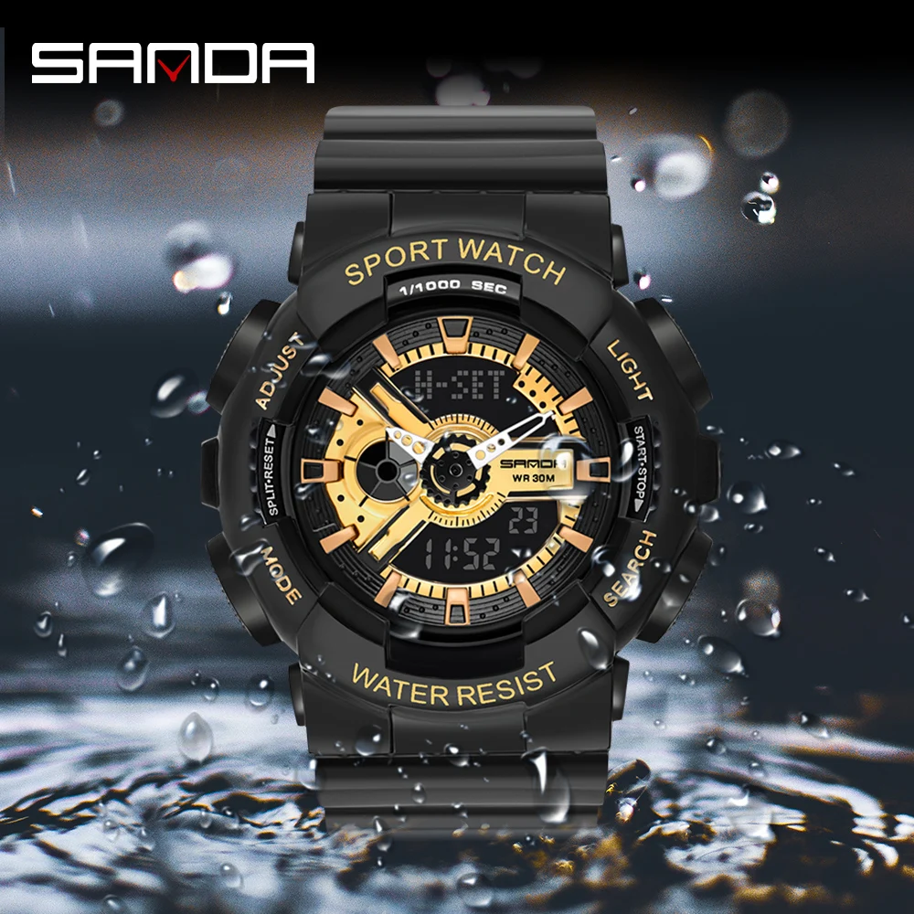 Мужские спортивные часы SANDA в стиле G светодиодные цифровые модные для пары