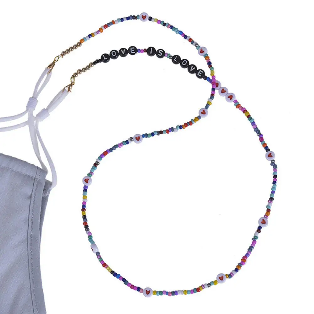 

Богемный держатель маски с английским алфавитом на цепочке, бусы на шнурок, антипотерянные очки для чтения, цепочка для солнцезащитных очко...