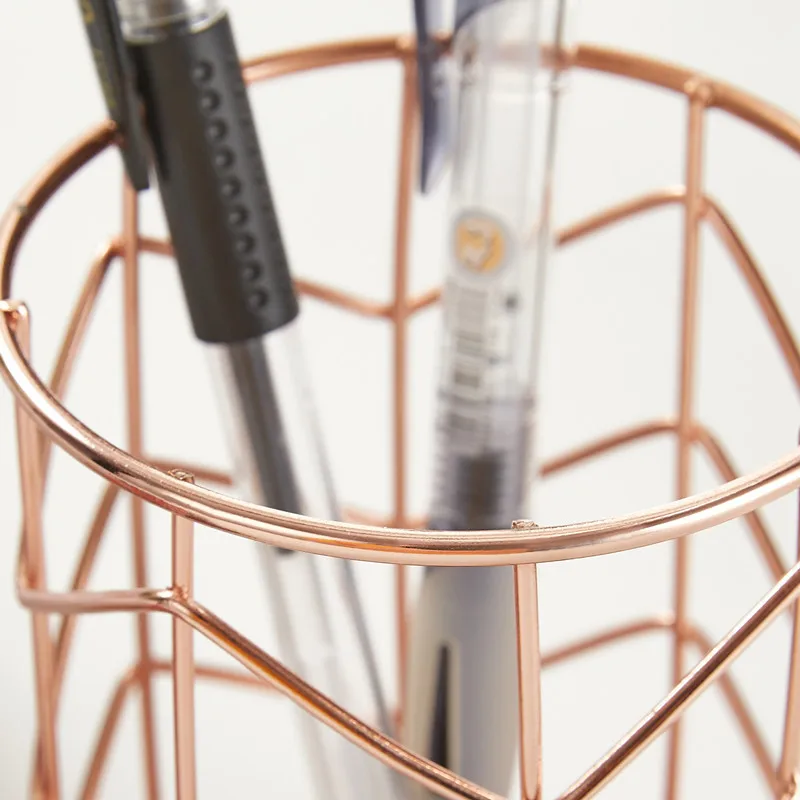 

Stationery Metal Gold Rose Gold Desktop Pen Holder For School Boy Girl Gift Office Accessories Organizer Makeup Brush Pencil Box
