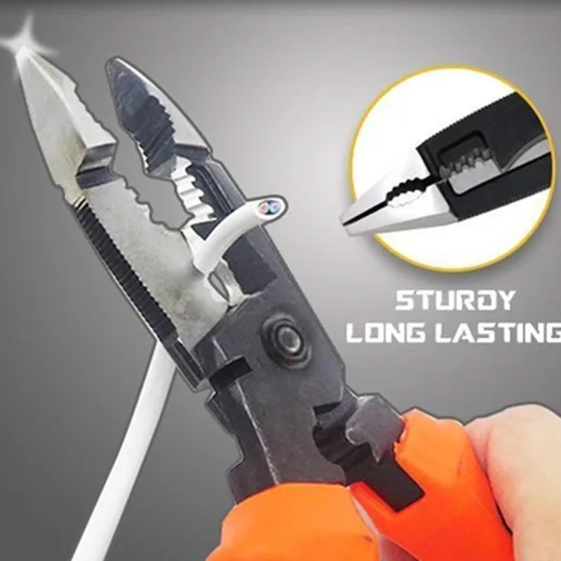 

6 In 1 Multifunctional Electrician Pliers with 3 Sizes Peeling Holes Cable Cutter&Stripper for Crimping Looping Shearing TT-best