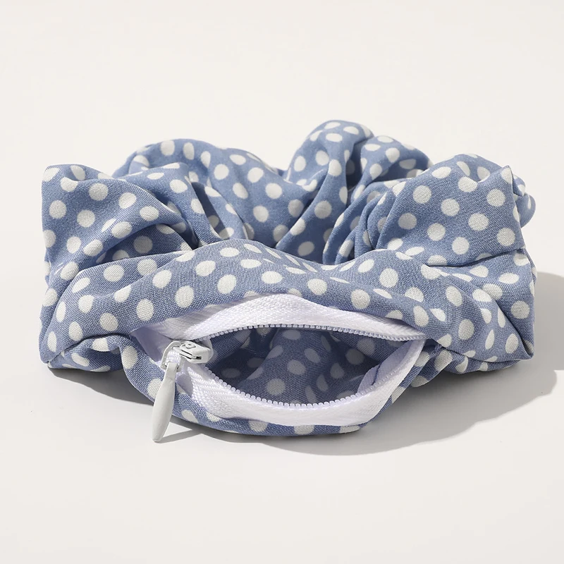 

Women New Designs Hair Scrunchies With Pockets Hair Gums Striped Zip Rubber Bands For Hair Bun Zipper Schrunchy Vintage