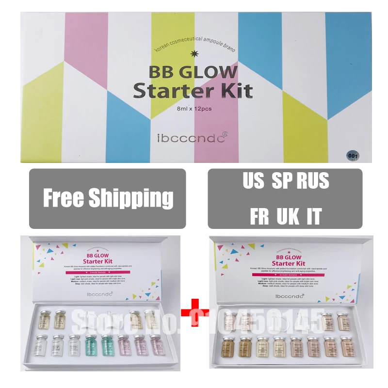 

8ml BB Cream Glow Serum Ampoule Starter Mix Kit With Add Foundation With Niacinamide/Peptide For Effective Brightening Anti-Agin