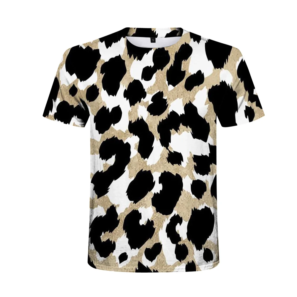 

Summer Sexy Leopard Print T-shirt Men 3D Printed O-neck Top Casual Streetwear Hip-hop Breathable Fun Sweatshirt Loose Shirt 2021