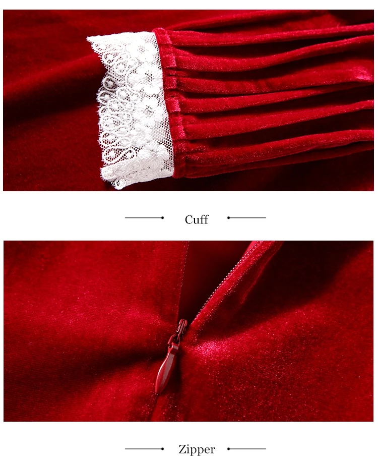 

ZUOMAN Women Autumn Winter Red Velvet Dress Festa High Quality Long Elegant V-Neck Party Robe Femme Vintage Designer Vestidos