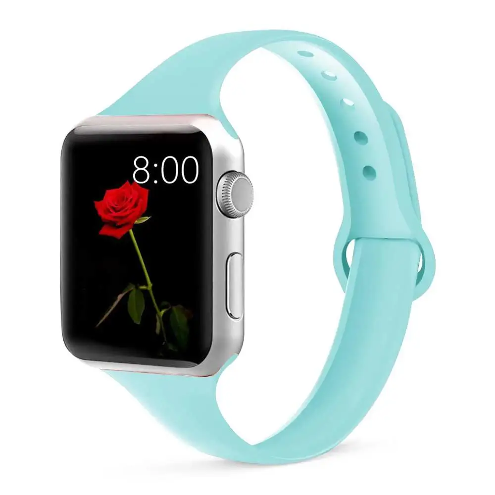 16 turquoise Strap for Apple watch 4 band 44mm 40mm iWatch band 38mm 42mm Sports silicone bracelet Watchband for correa Apple watch 3/2/1 - Цвет ремешка: 16 turquoise