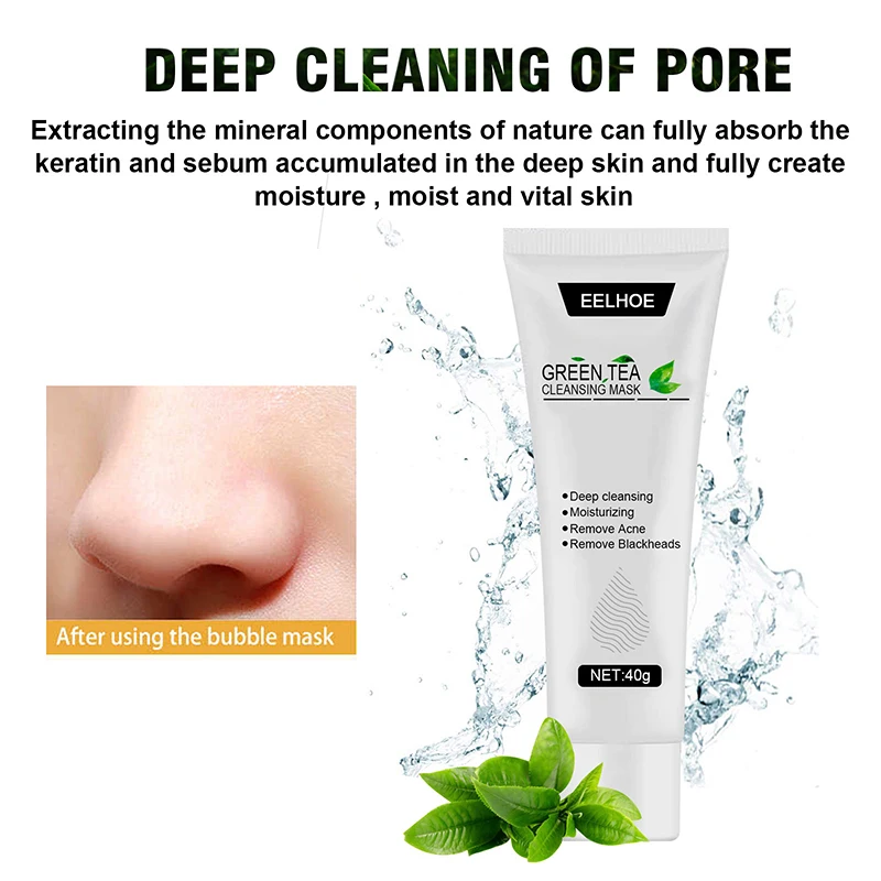

40g Green Tea Blackhead Mask Remove Acne Nose Deep Cleansing Pore Strip Moisturizing Peel Mask Face Skin Care Tools