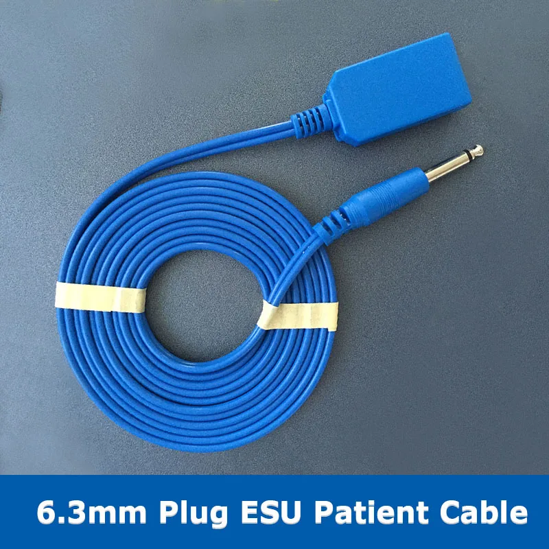 

Штекер 6,3 мм, многоразовый пластинчатый кабель ESU, высокочастотный электрод, накладка, кабель, электродная пластина, провод, кабель с отрицательной пластиной