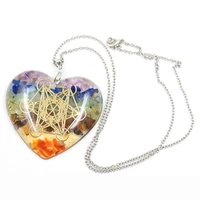 fysl light yellow gold color rainbow stone and resin love heart pendant orgone energy necklace romantic style jewelry