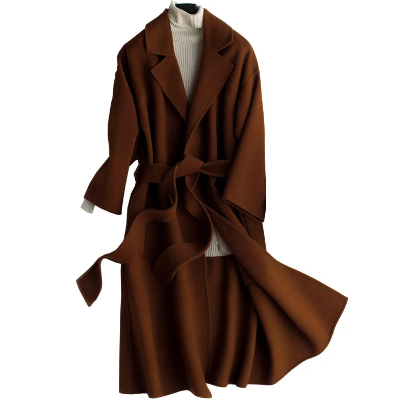 Двухстороннее шерстяное пальто женское длинное зимнее тяжелое Женское | Женская