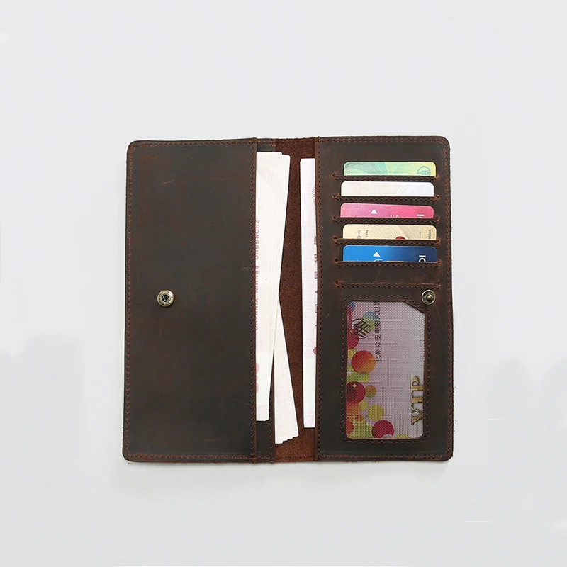 Тонкий Простой зажим для денег мужчин держатель чеков Crazy Horse из натуральной кожи