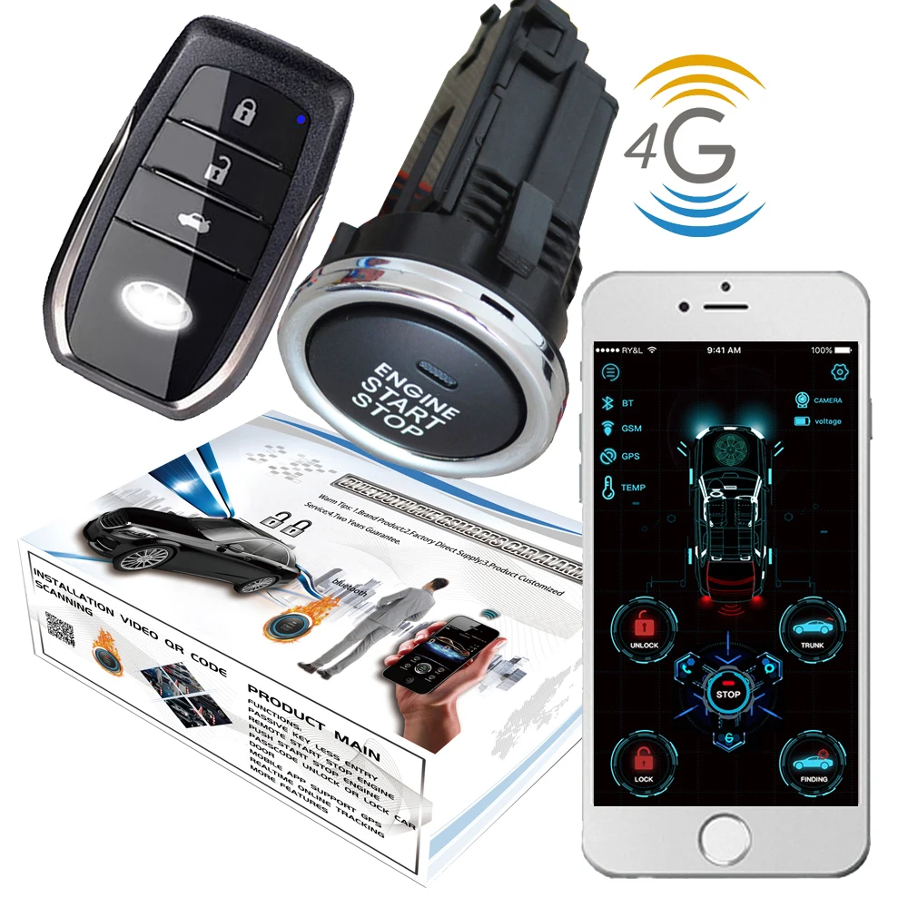 Cardot 4g gps gsm Smart Pke БЕСКЛЮЧЕВОЙ вход удаленный стартер двигатель старт стоп Pke Автосигнализация