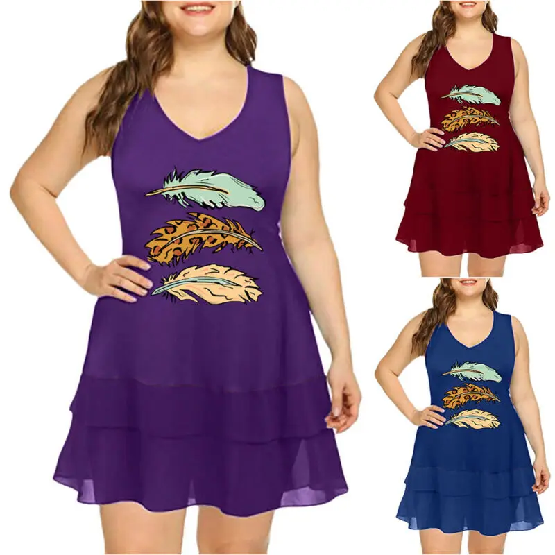 Женское мини платье без рукавов с цветочным принтом майки пляжный сарафан V