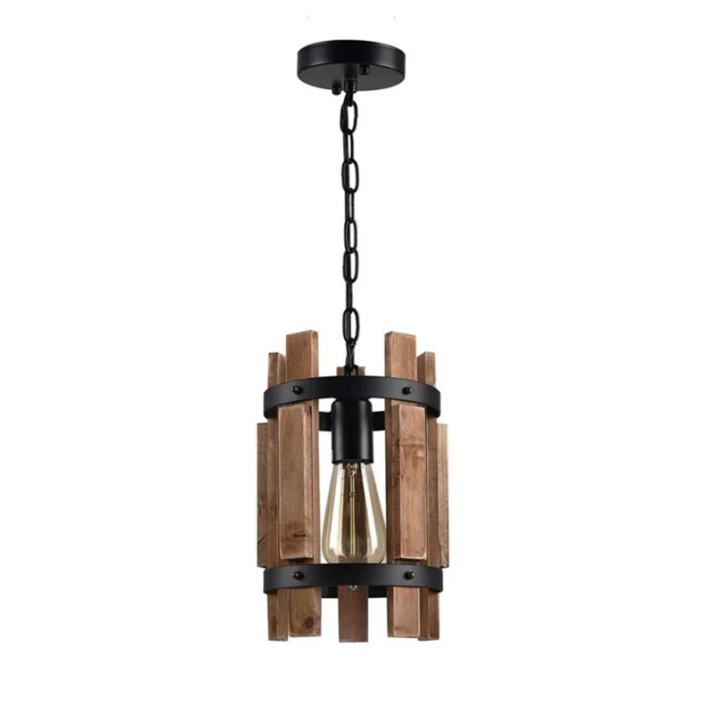 

American Wood Chandelier Retro Industri Cafe Hot Pot Restaurant Lamp Dining Room Kithchen Bedroom Loft Aisle