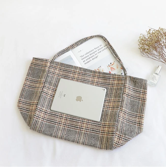 Большая Классическая клетчатая сумка-тоут школьная вместительная сумка для