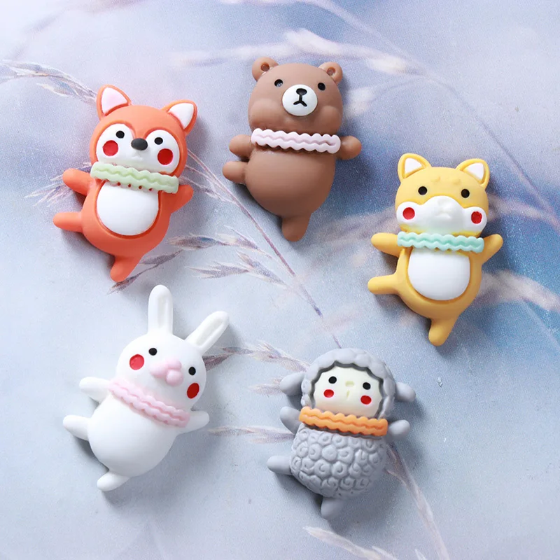 

10 шт., кабошон из каучука с плоской спинкой и мультяшными животными, милый медведь, кошка, скрапбукинг, поделки «сделай сам», банты для волос, ...