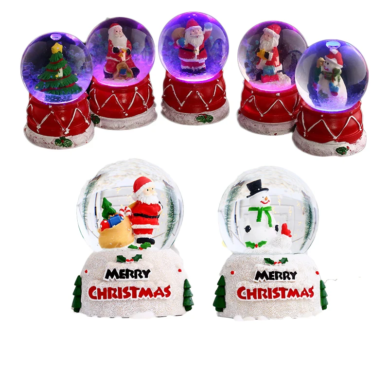 

6,5 см Санта-Клаус, снеговик, аниме кавайное украшение, можно осветить фигуру, Санта-Клаус, стеклянный шар из смолы, рождественский подарок дл...
