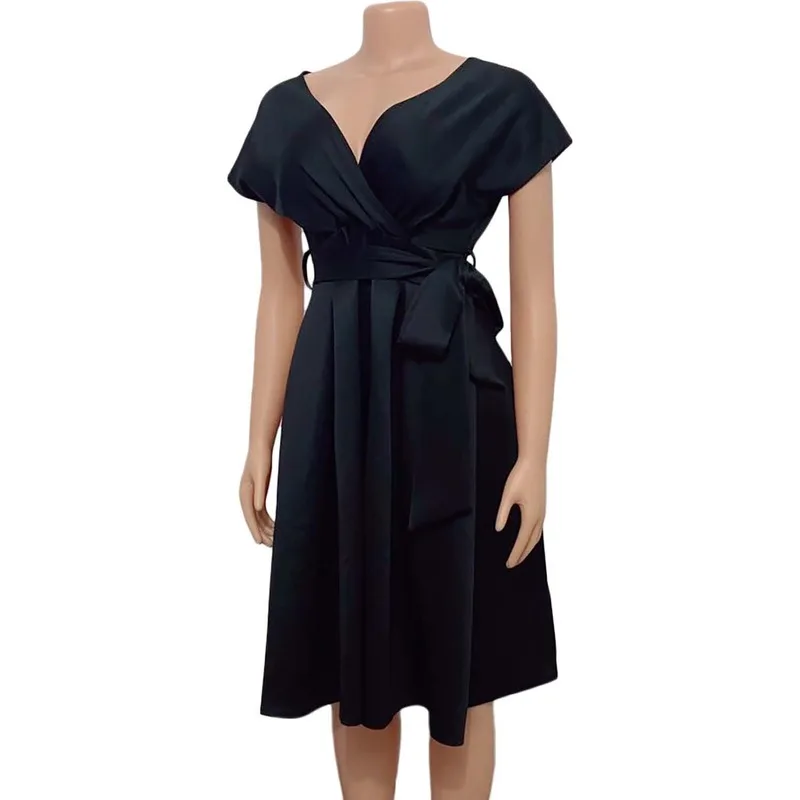 Платье Вечерние ское вечернее Плиссированное с V-образным вырезом и поясом |