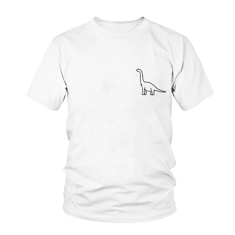 

Dinosaur T Shirt Women Harajuku Cartoon Pocket Graphic Tshirt Crawl Animal Brontosaurus Tee Shirt Black and White Tee