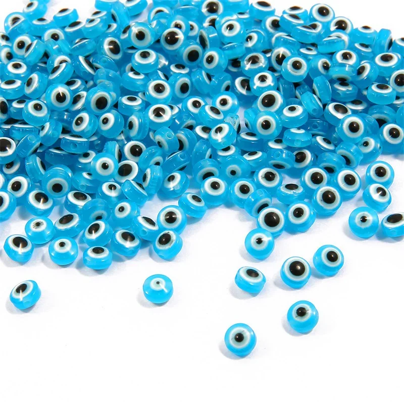 

50pcs 6mm 8mm 10mm Round Beads Evil Eye Acrylic Spacer Beads for Jewelry Making DIY Bracelet loose Beads Accessories M4