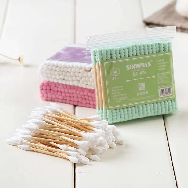 100 шт./упак. ватный тампон с двойной головкой женский макияж хлопковые