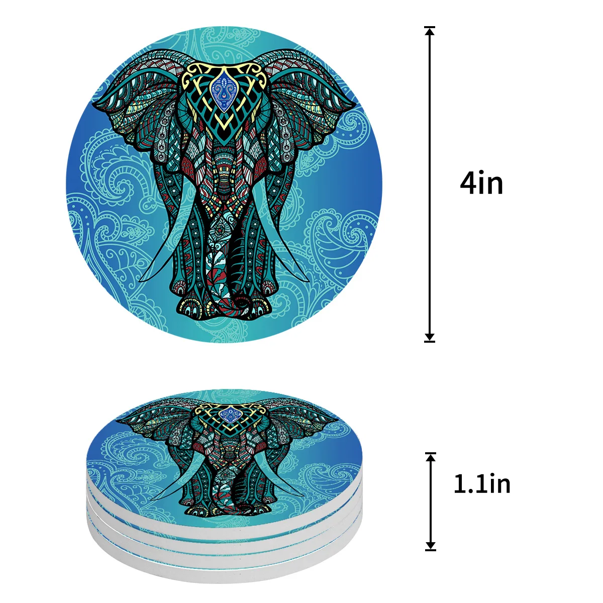 Керамическая подставка для напитков С Рисунком Слона Пейсли украшение стола