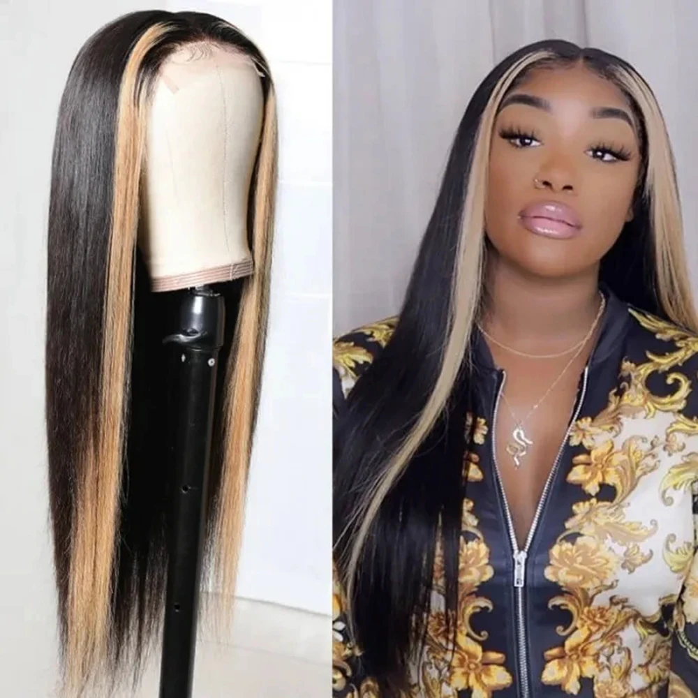 Long Straight Lace Front Human Hair Wigs for Black Women Brazilian Virgin Hair Frontal closure Wig Pre Plucked with Baby hair