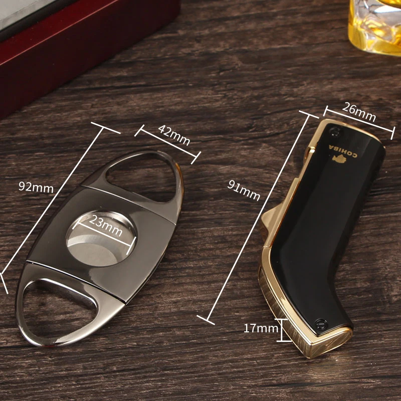 COHIBA аксессуары для сигар резак Зажигалка Набор гильотина из нержавеющей стали 2