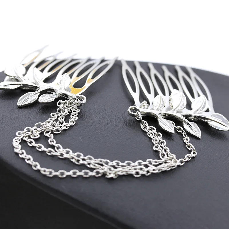 New Fashion Leaf Chain Tassel Hair Band For Women Inserting Comb Bijoux Cheveux Mariage Accessories Princess Jewelry | Украшения и